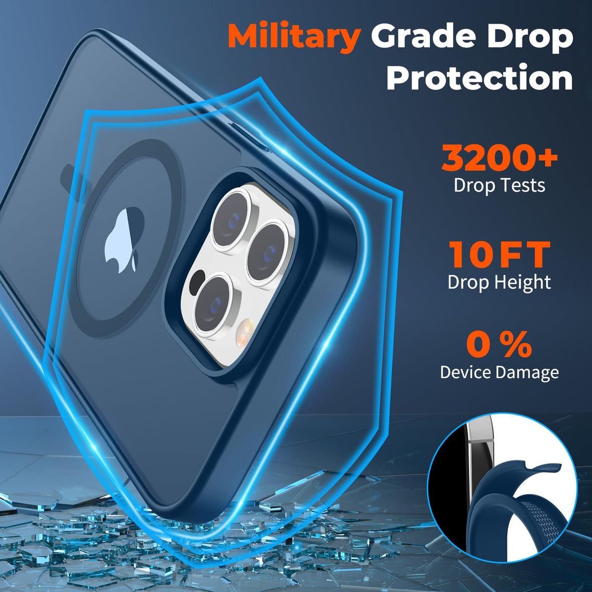 Magnetic iPhone 13 Pro Max Case Dark Blue V60442
