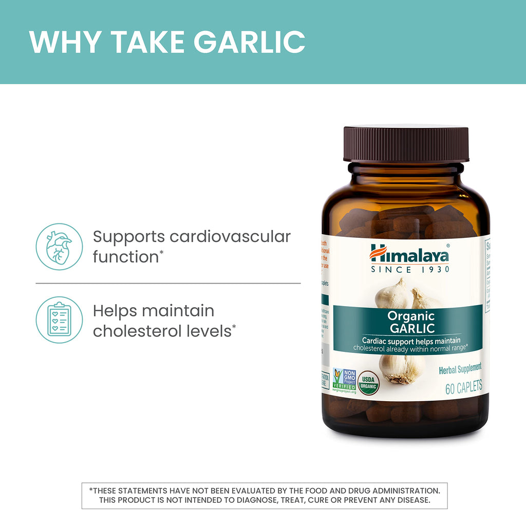USDA Organic Garlic Supplements 1400 mg 60 Caplets T171214