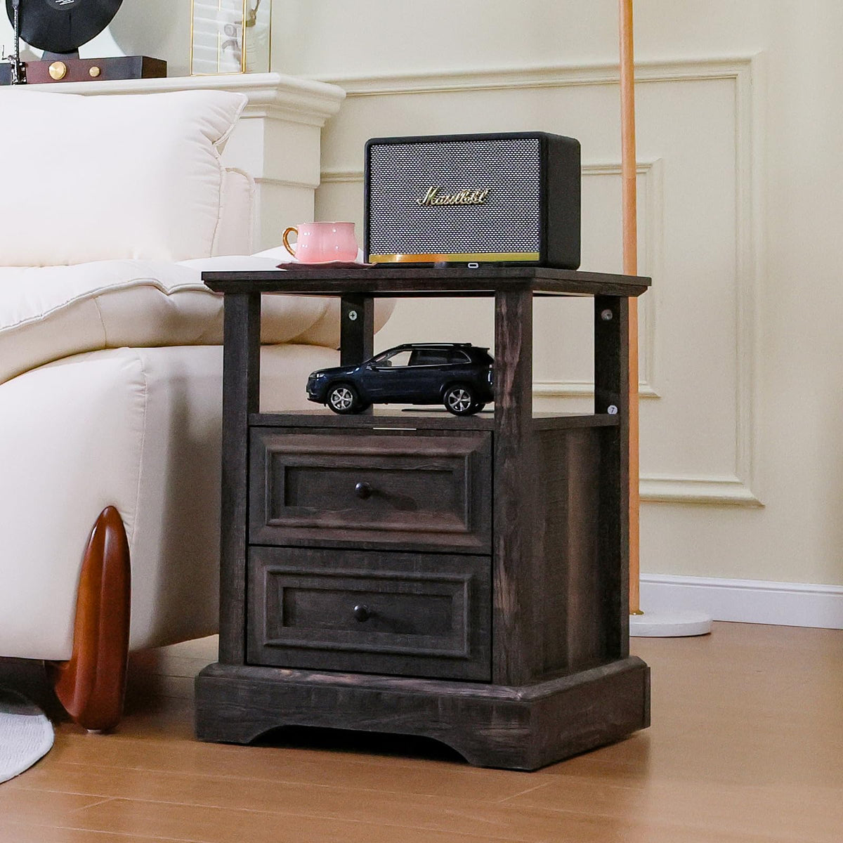 24" Tall Nightstand Set of 2 with Charging Station, 2 Drawers G27693