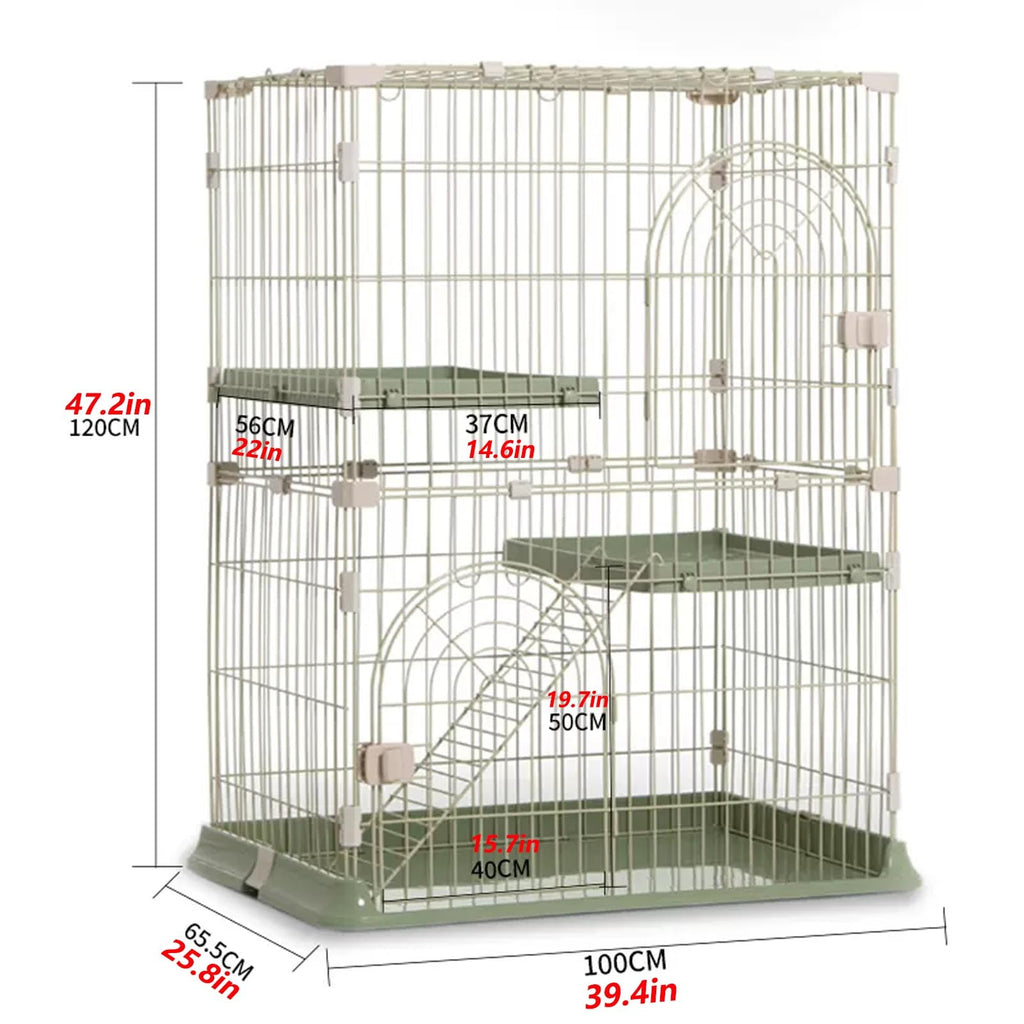 3/4-Tier Cat Cage Playpen with 3 Platforms, 3 Doors & 2 Ramps Y3057