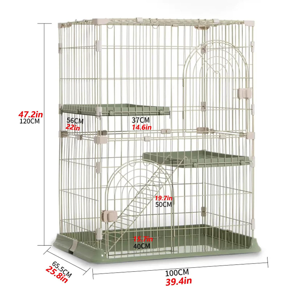 3/4-Tier Cat Cage Playpen with 3 Platforms, 3 Doors & 2 Ramps Y3057