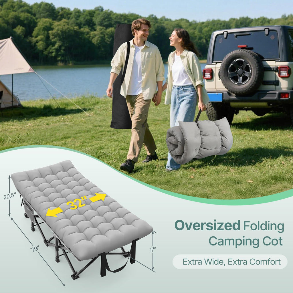 32" XXL Heavy Duty Folding Camping Cot D896