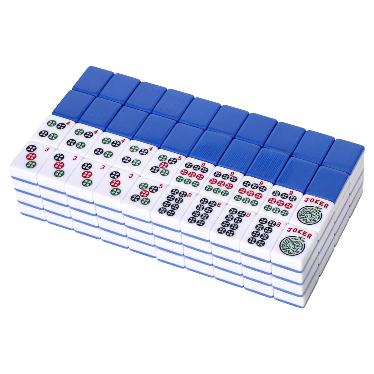 166 Blue Mahjong Tile Set with Bag and 4 All-in-One Rack/Pushers S84194