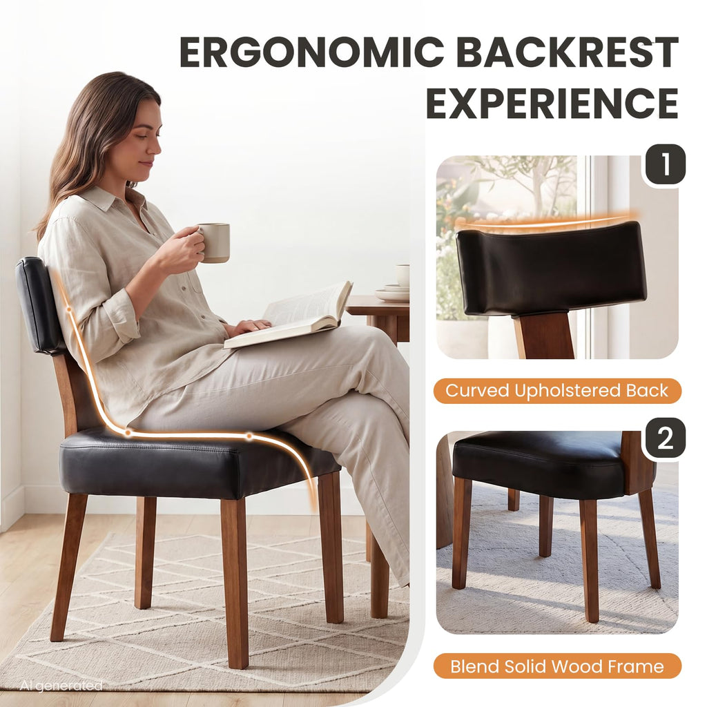 Black Set of 6 PU Leather Upholstered Dining Chairs G209262