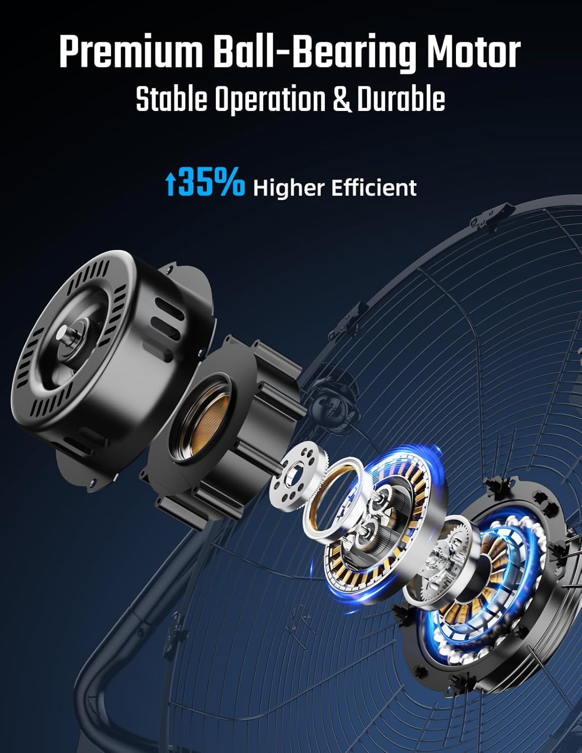 20 Inch 3-Speed High Velocity Metal Floor Fan I6905