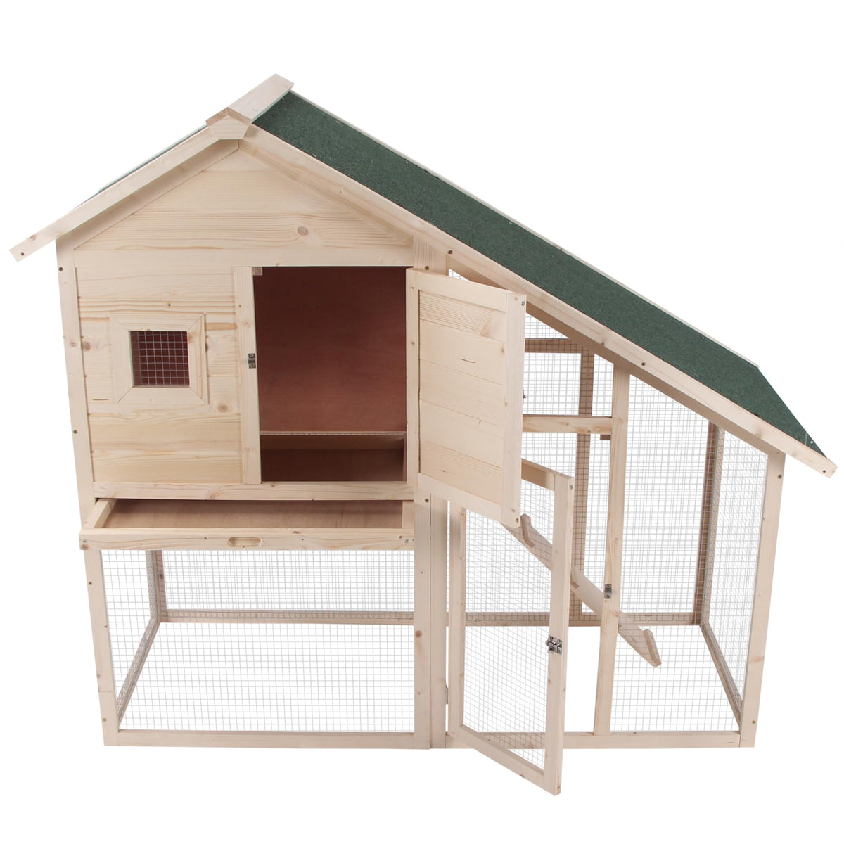 55 Inch 2-Tier Wooden Rabbit Hutch C577333