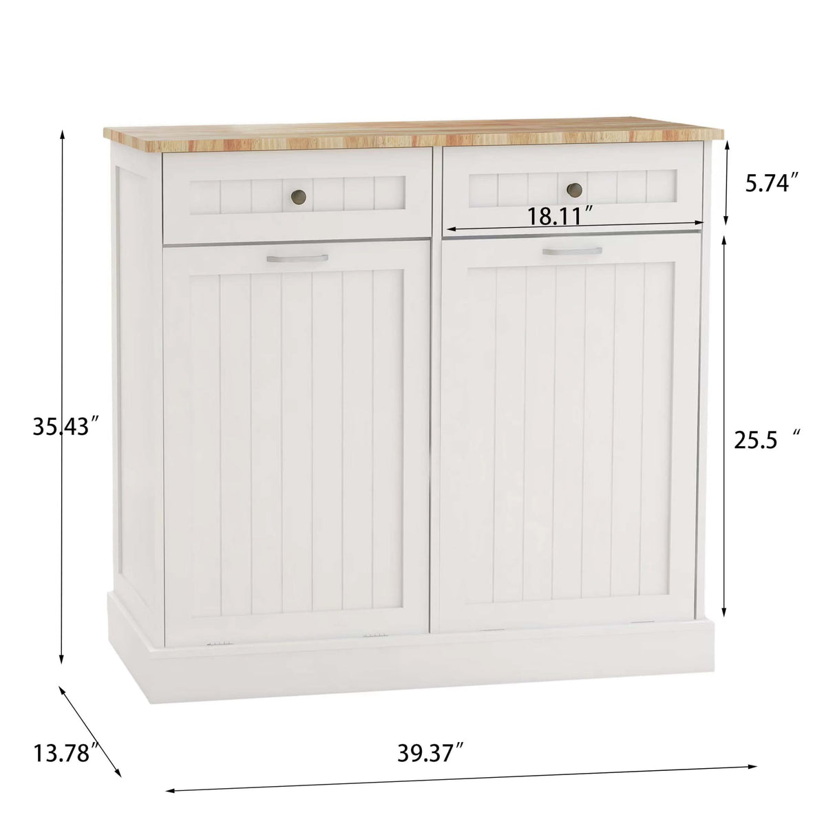 White Double Tilt Out Trash Can Cabinet with 10-Gallon Capacity J378