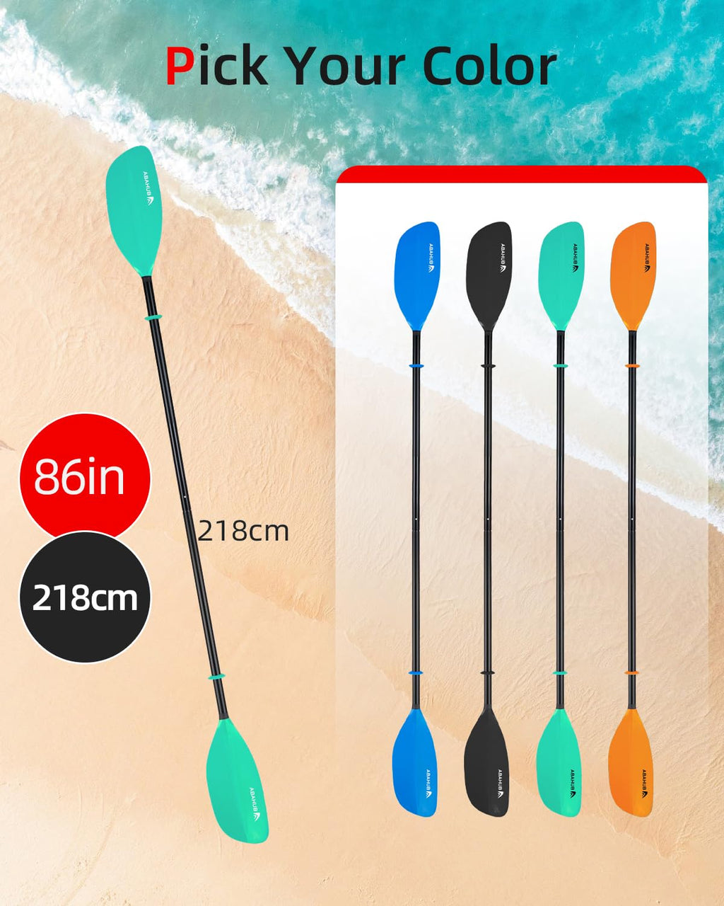 86in 2-Piece Aluminum Kayak Paddle T35169