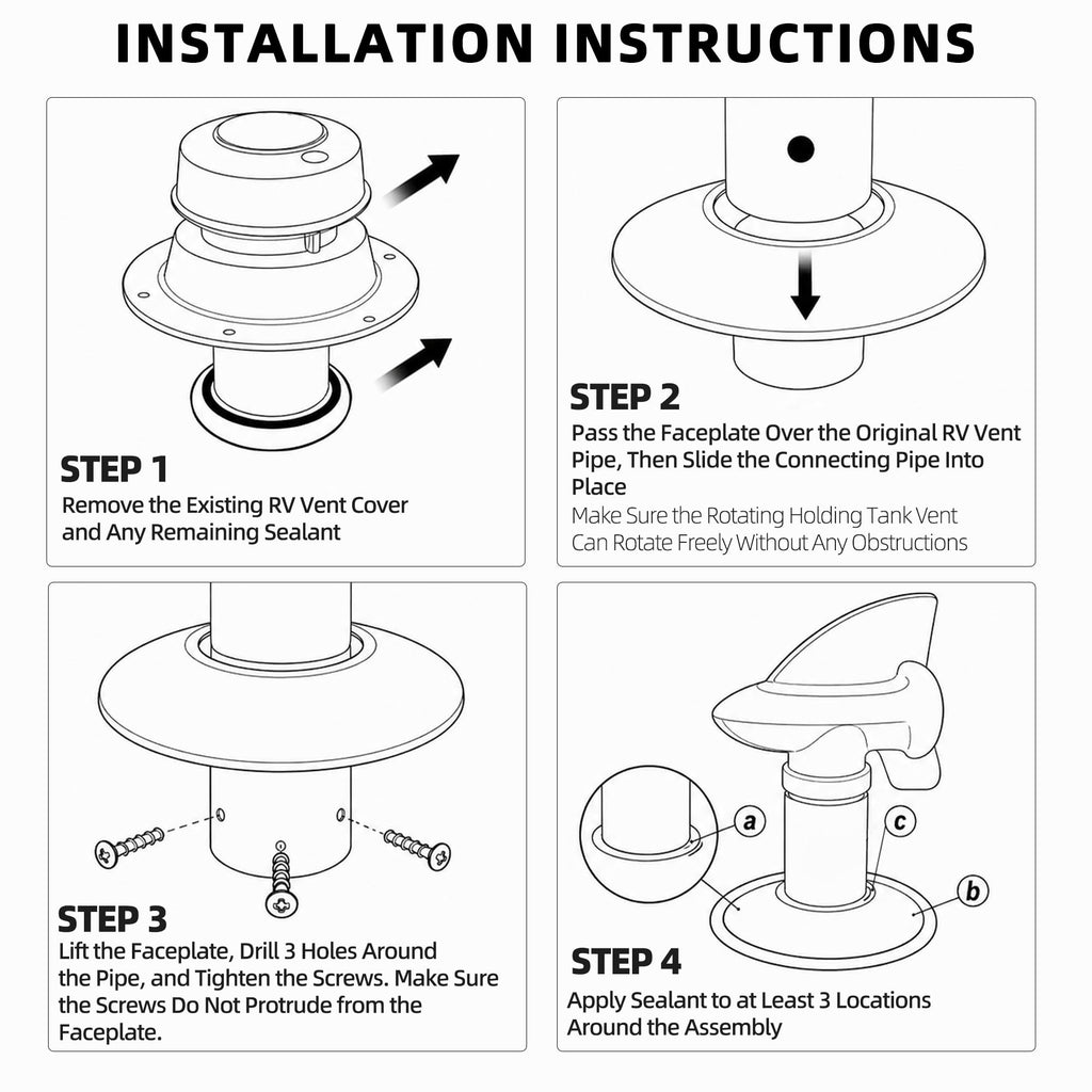 White RV Rotating Sewer Plumbing Vent Cover L18515