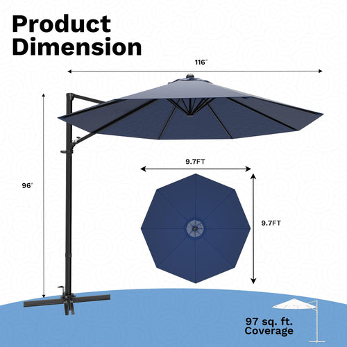 10ft Navy Blue Cantilever Patio Umbrella R273770