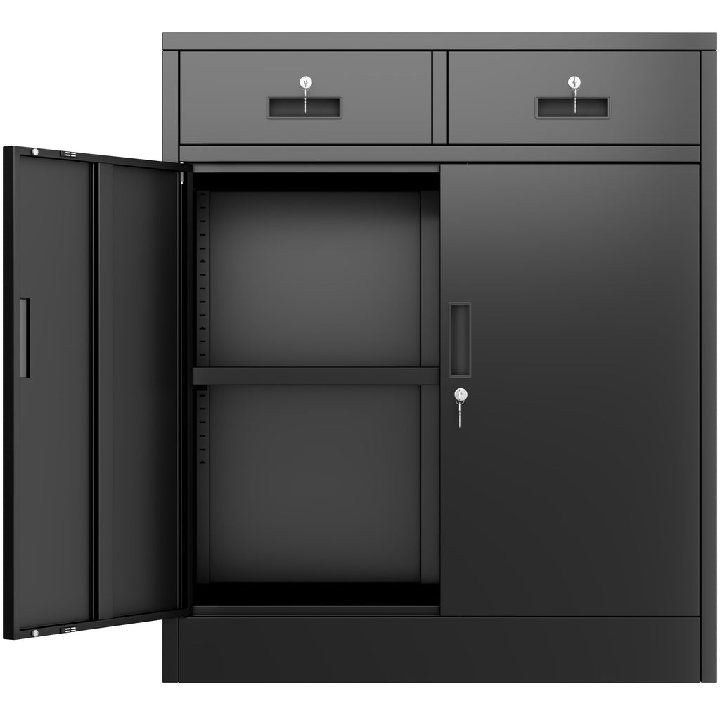 Black Metal Storage Cabinet with 2 Drawers H976143
