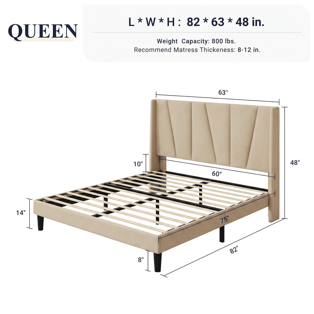 Queen Size Linen Bed Frame with Headboard M91192