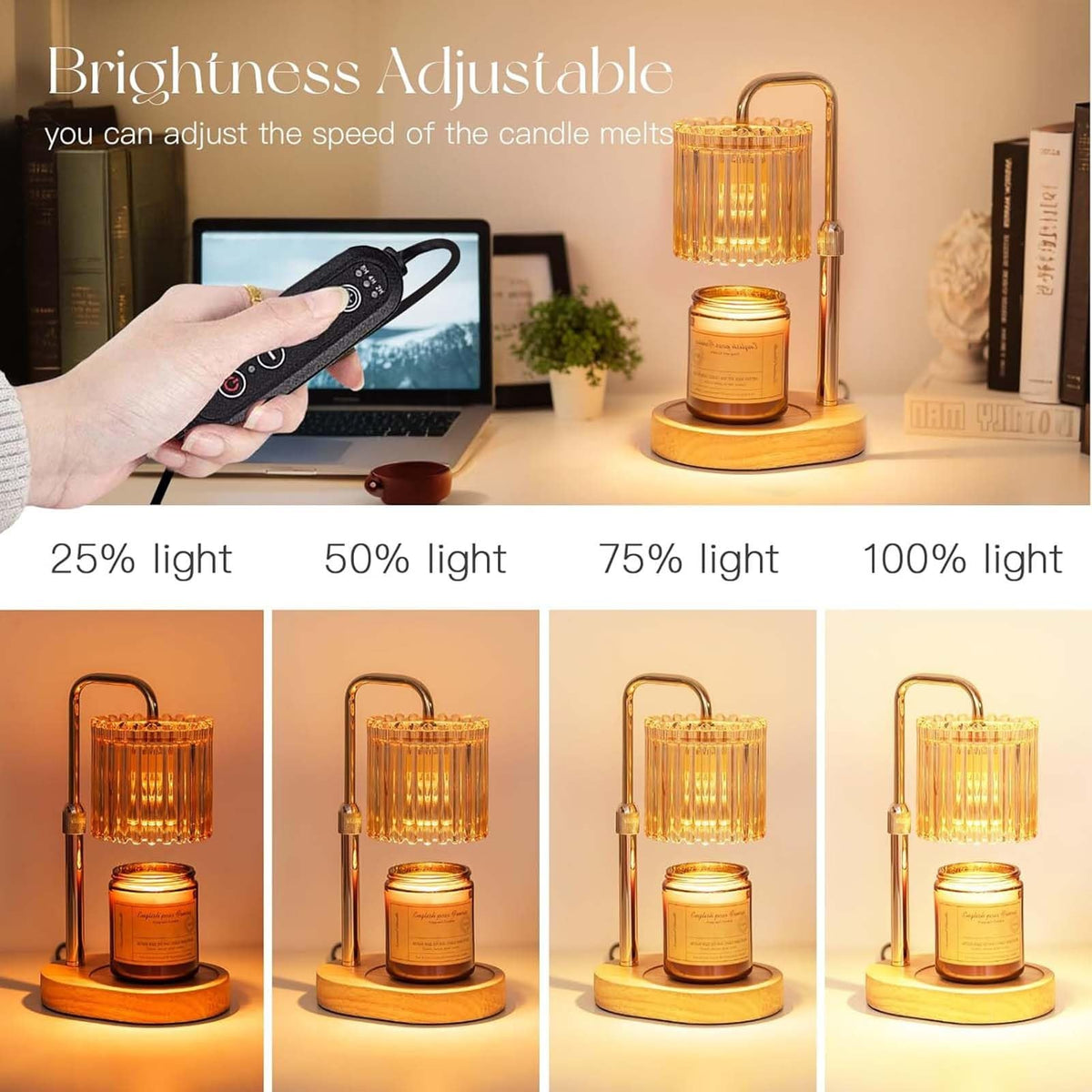 Candle Warmer Lamp with Timer, 2 Bulbs Height Adjustable Dimmable A907