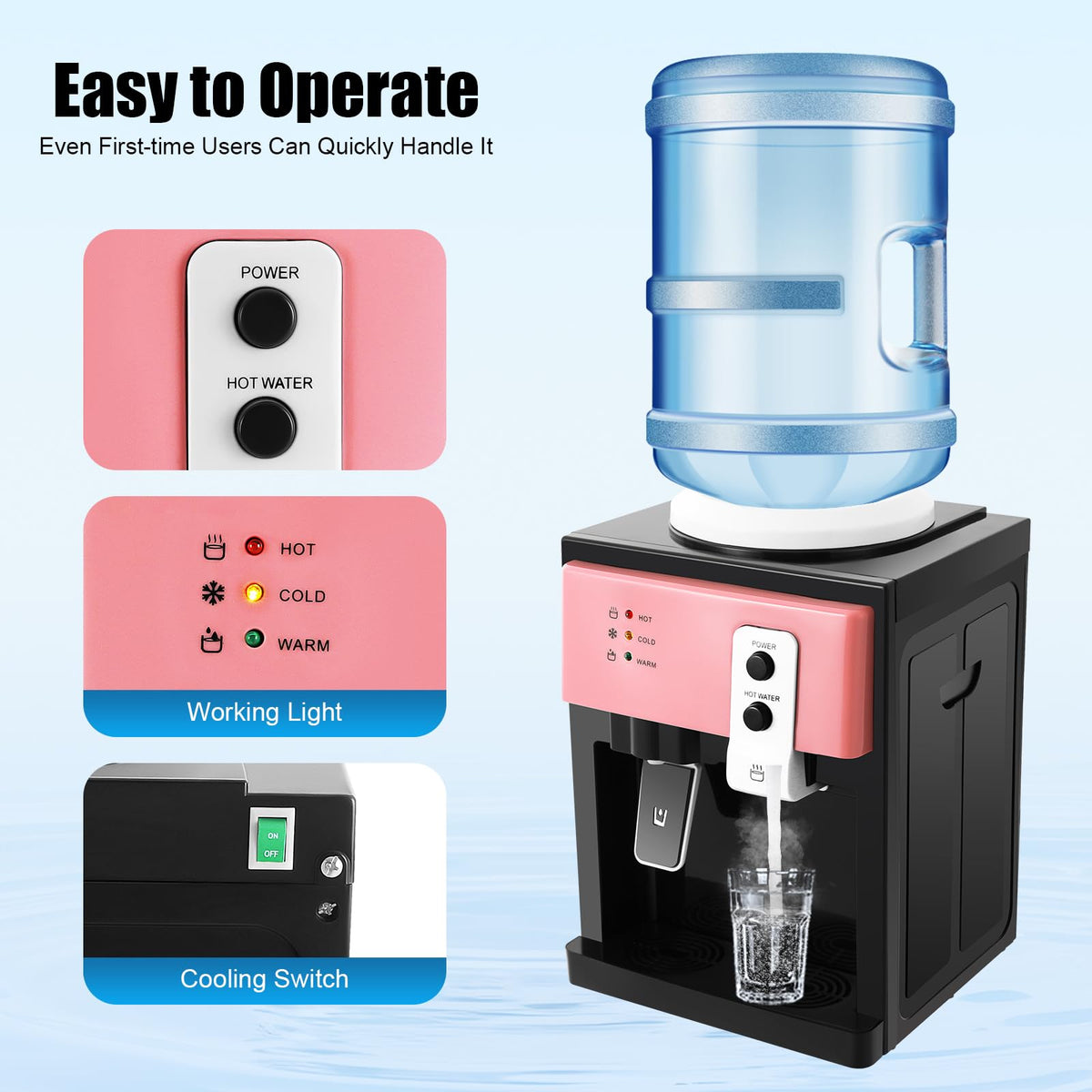 Top Loading Countertop Water Dispenser, 3 Temperature Setting D2377