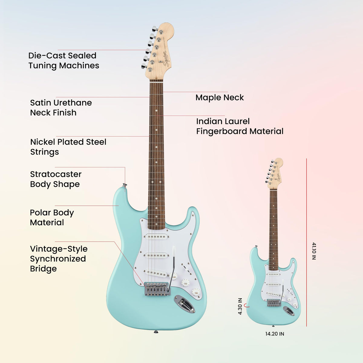 Daphne Blue Electric Guitar Bundle with Amplifier E943