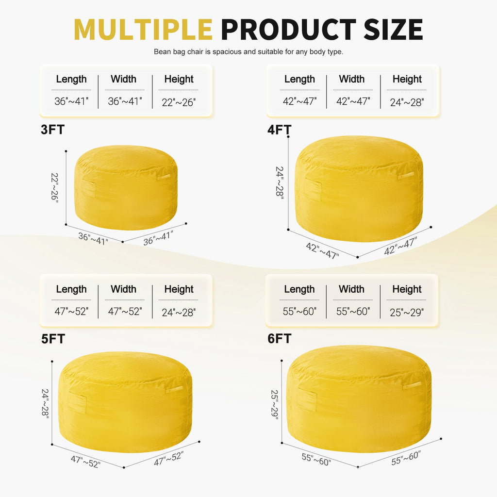 3FT Bean Bag Chair with Washable Cover G3098