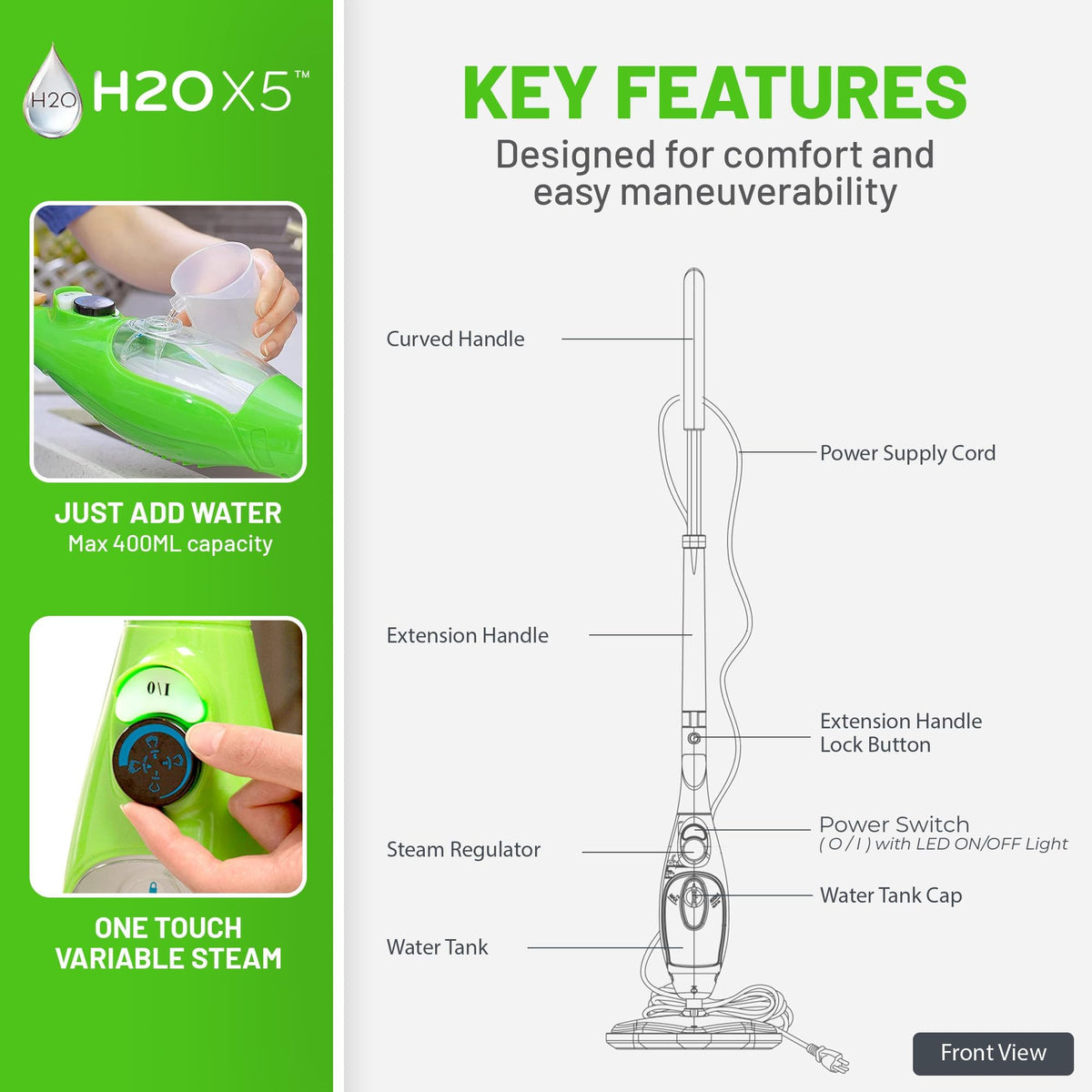 5-in-1 Steam Mop and Handheld Steam Cleaner R62409