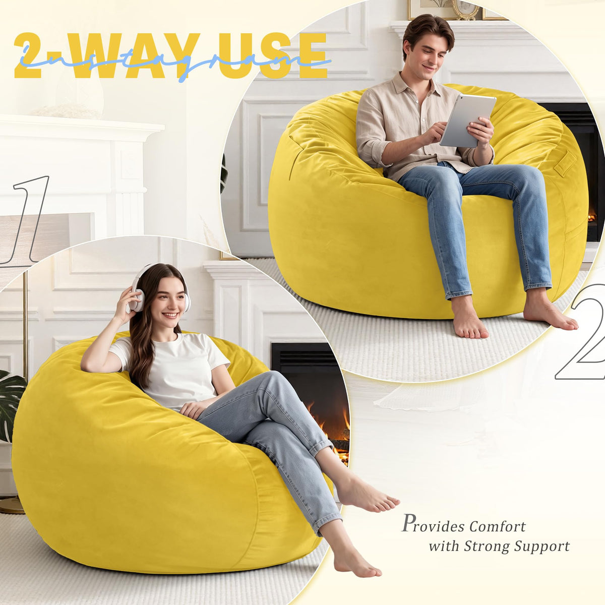 3FT Bean Bag Chair with Washable Cover G3098