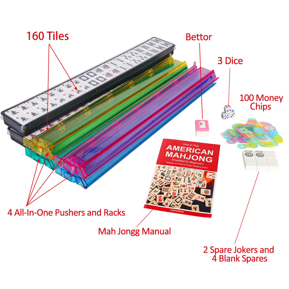 166 White Tiles Mahjong Set with Blue Carrying Bag K17037