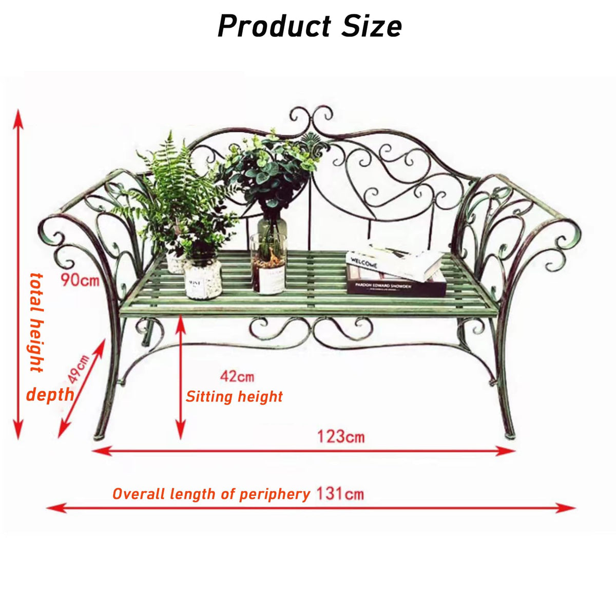 2-Seat Outdoor Metal Bench T185435
