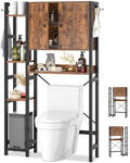 Over The Toilet Storage Cabinet with Doors, 7 Tier Bathroom Organizer with Adjustable Shelf V180155