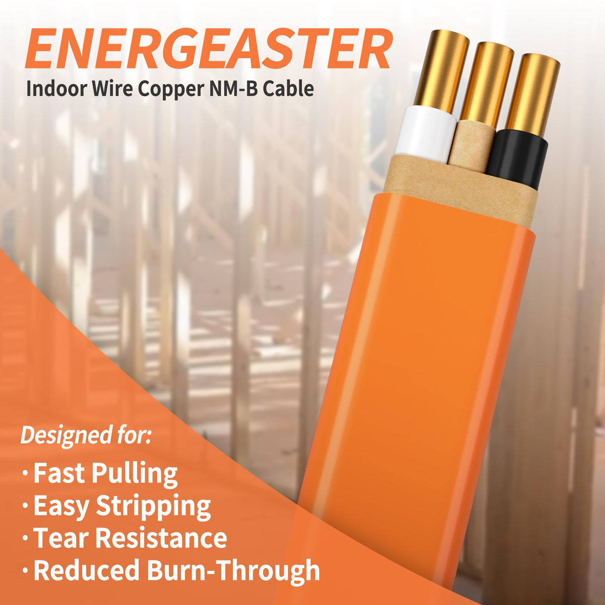 Orange 10 Gauge 2 Conductors NMB Cable 100ft F819582