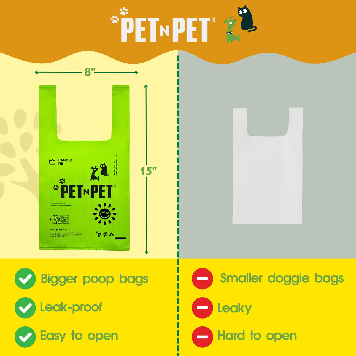 200 Count Unscented Tie Handles Poop Bags Y689