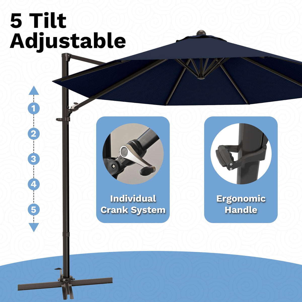 10ft Navy Blue Cantilever Patio Umbrella R273770