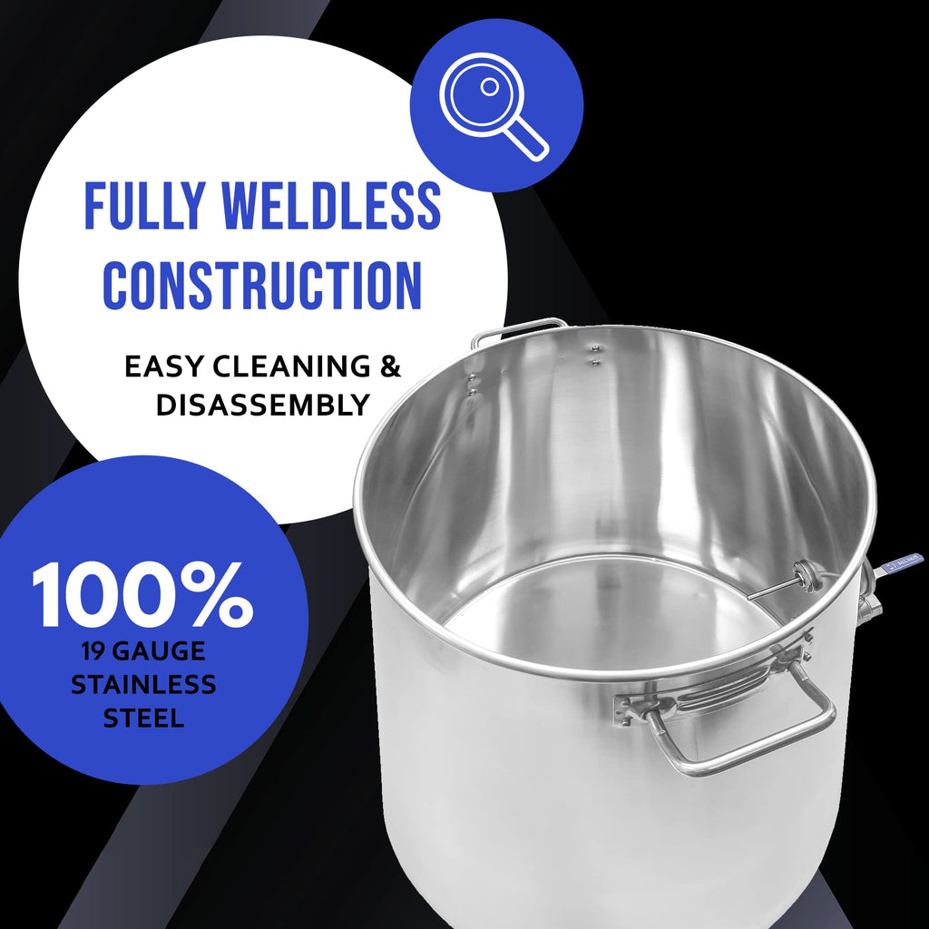 Stainless Steel 40 QT Home Brew Kettle Stock Pot + 12" Single Propane Stove D8944
