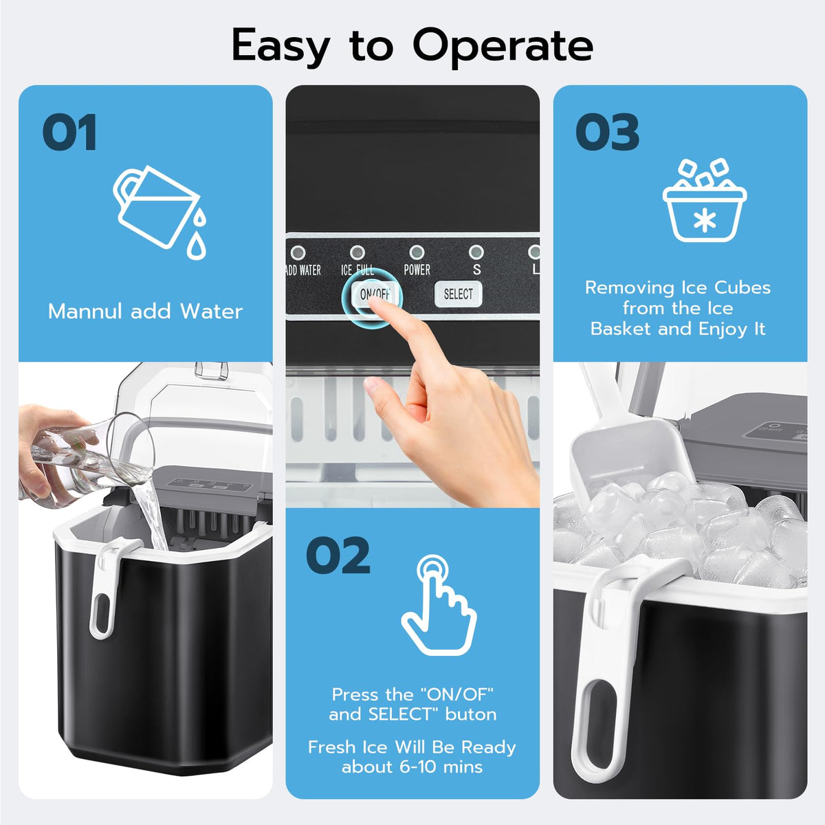 Black 26Lbs/24H Countertop Ice Maker W33255