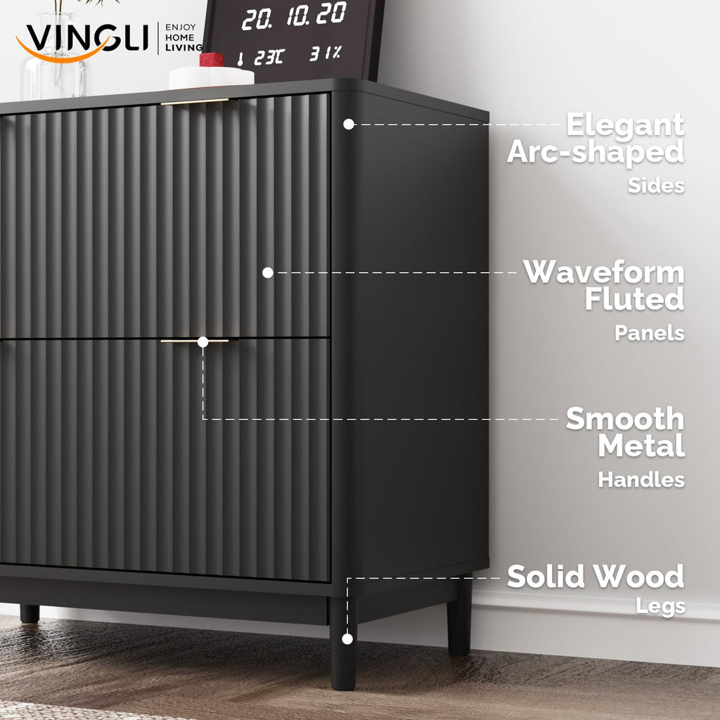 Black 2 Drawer Wood File Cabinet G683