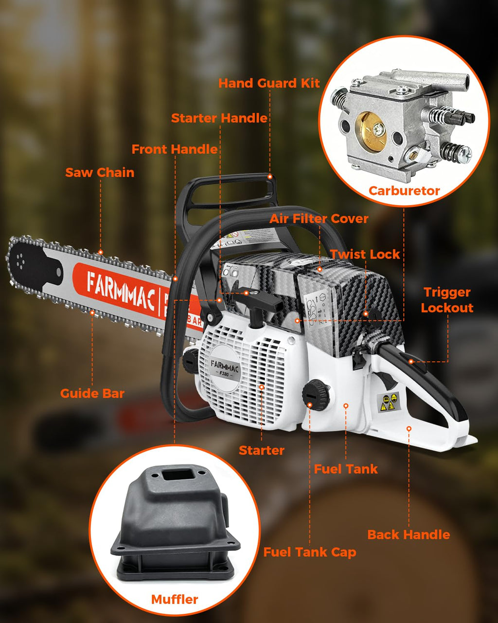 72cc 2-Cycle Gas Chainsaw with 24 Inch Bar H139544