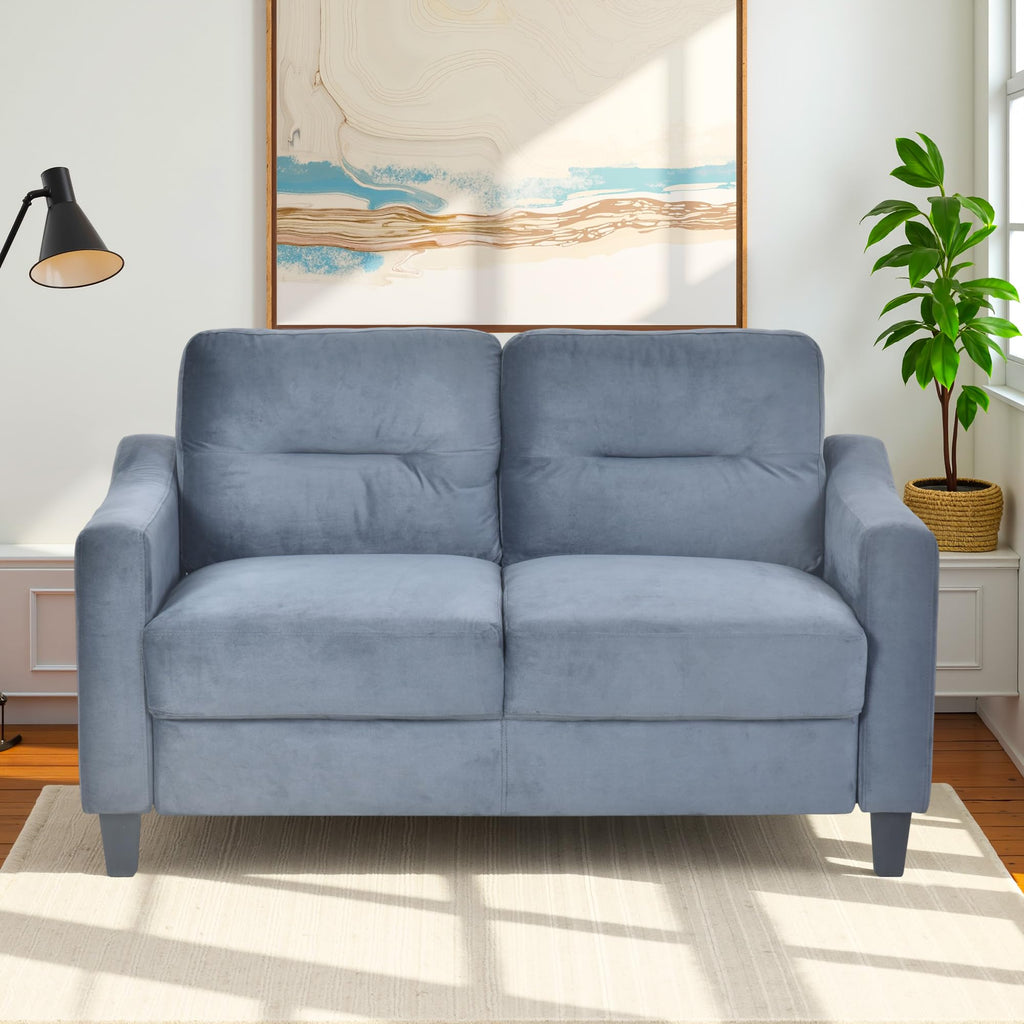 Light Gray Velvet Upholstered Loveseat Sofa Y767612