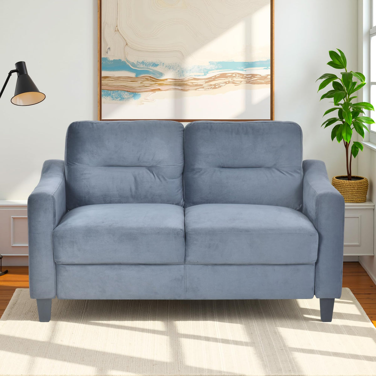 Light Gray Velvet Upholstered Loveseat Sofa Y767612