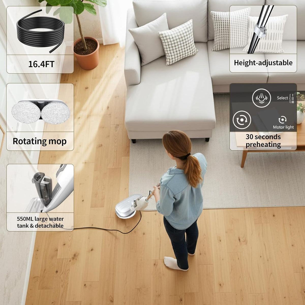 300°F Scrub & Steam Mop with 13 Accessories L462216