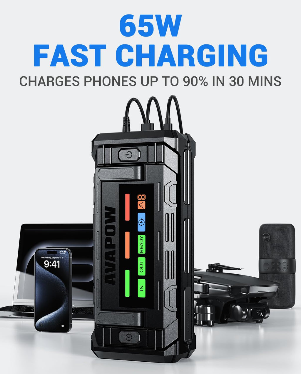 10000A Portable Battery Jumper Starter with 4" HD Display E311