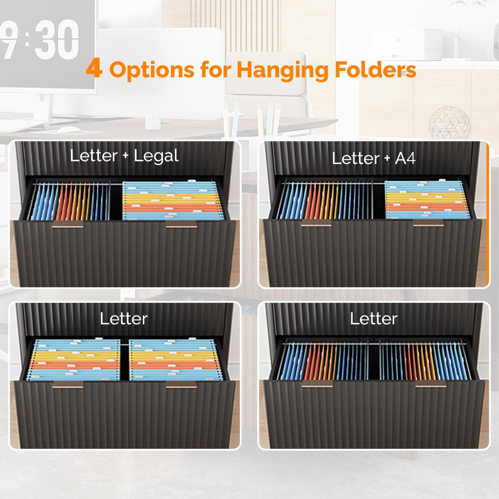 Black 2 Drawer Wood File Cabinet G683