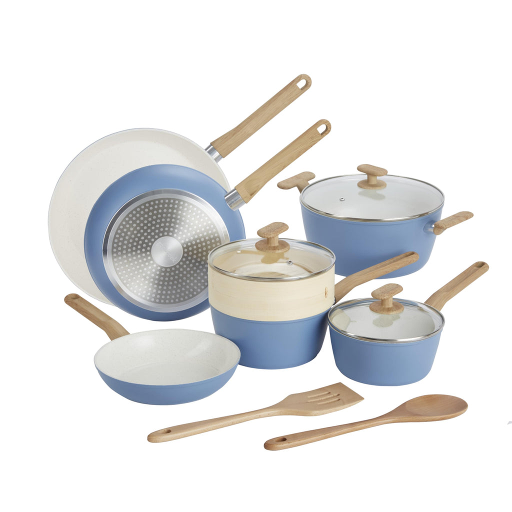 12-Piece Light Blue Ceramic Titanium-Infused Nonstick Cookware Set I883056