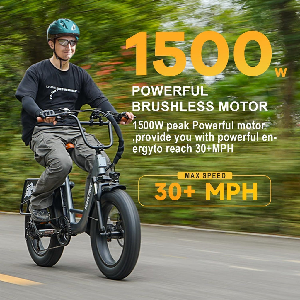 Electric Bike with 1500W Motor 48V 20Ah Battery 20" Fat Tire 7-Speed Q929404