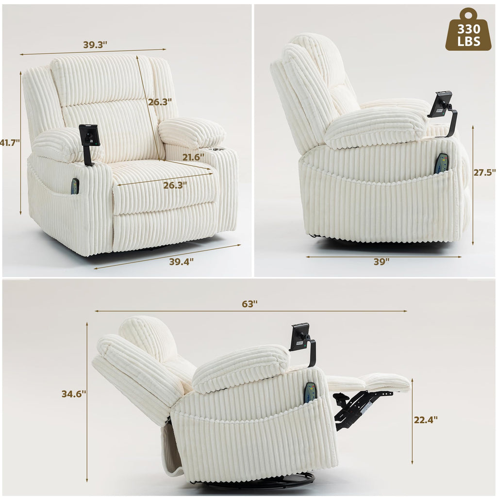 Power Swivel Rocker Recliner with Adjustable Headrest O4639