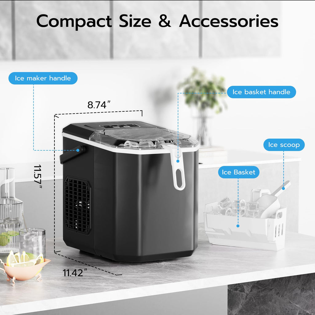 Black 26Lbs/24H Countertop Ice Maker W33255