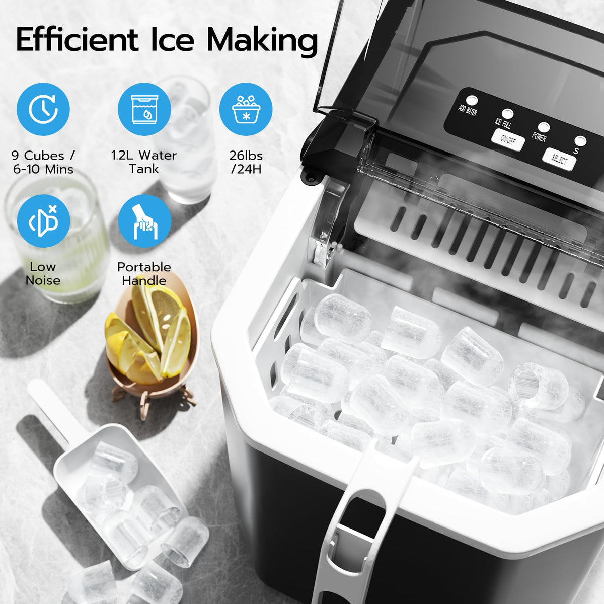 Black 26Lbs/24H Countertop Ice Maker W33255