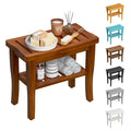 Teak Shower Bench Stool with Storage Shelf D3130