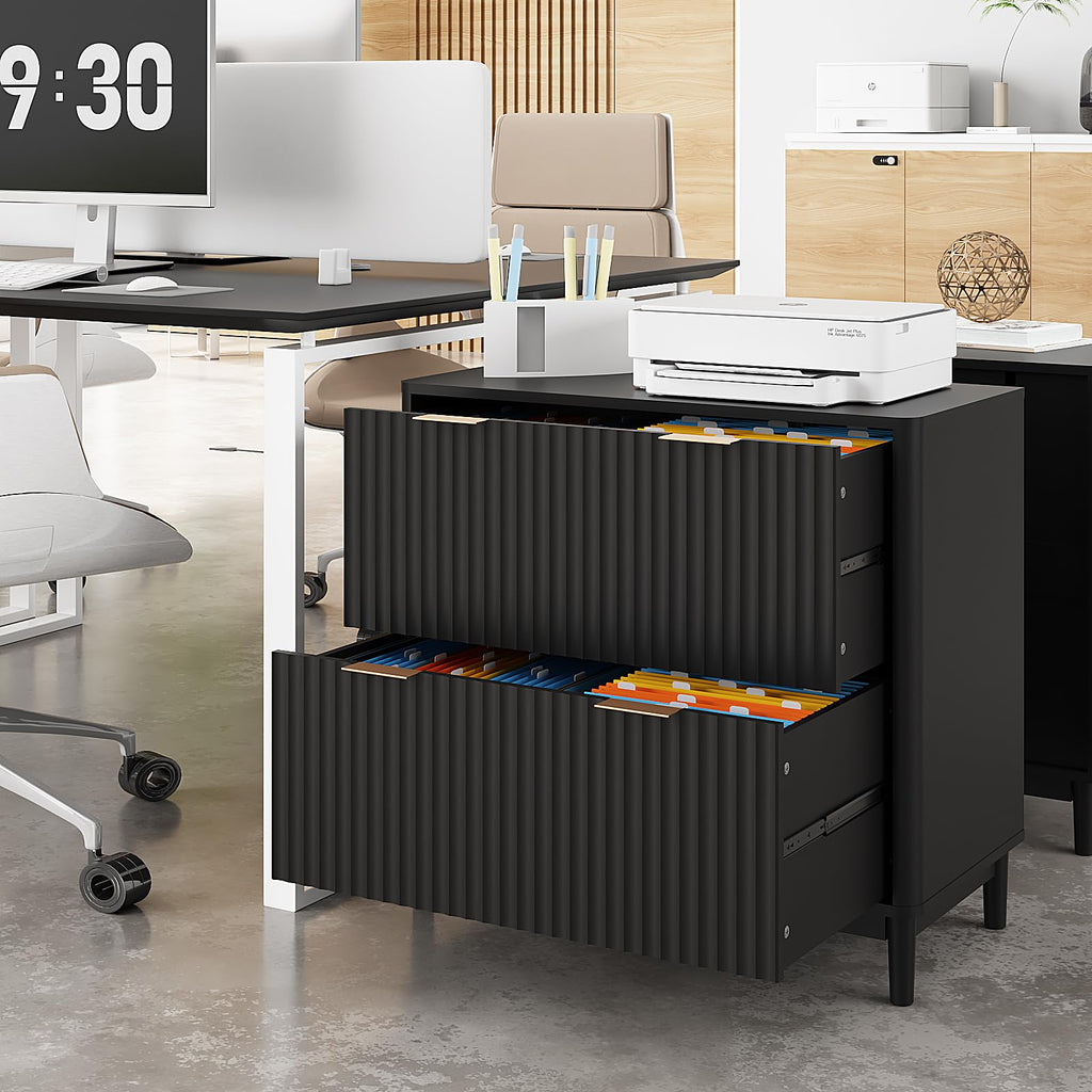 Black 2 Drawer Wood File Cabinet G683