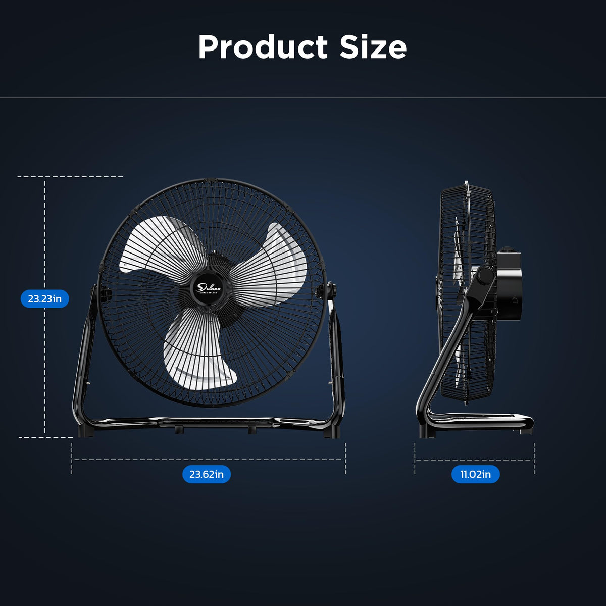 20 Inch 3-Speed High Velocity Metal Floor Fan I6905