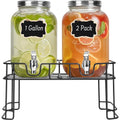 2 Pack 1 Gallon Glass Drink Dispensers with Ice Core U961149