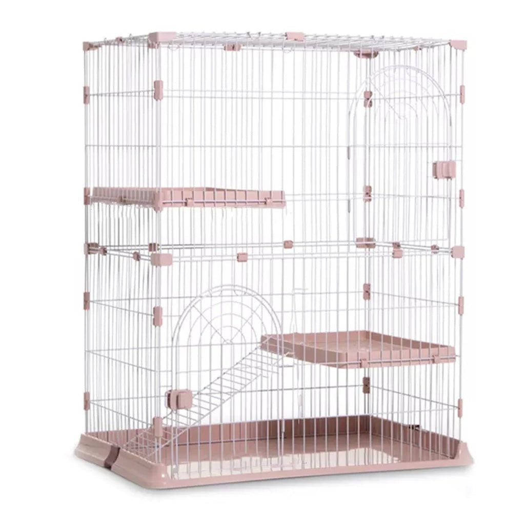 3/4-Tier Cat Cage Playpen with 3 Platforms, 3 Doors & 2 Ramps Y3057