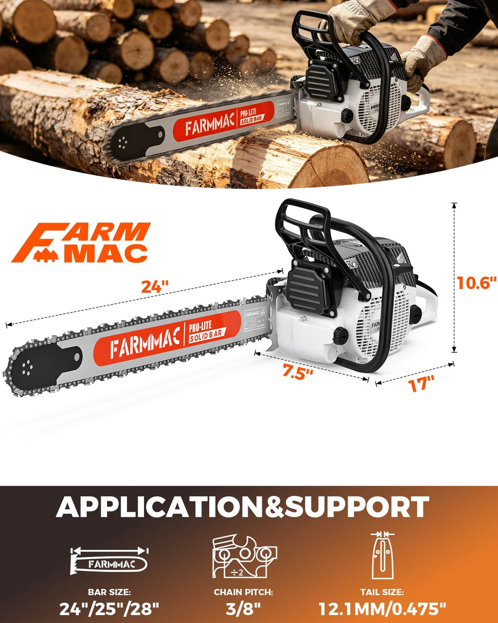 72cc 2-Cycle Gas Chainsaw with 24 Inch Bar H139544