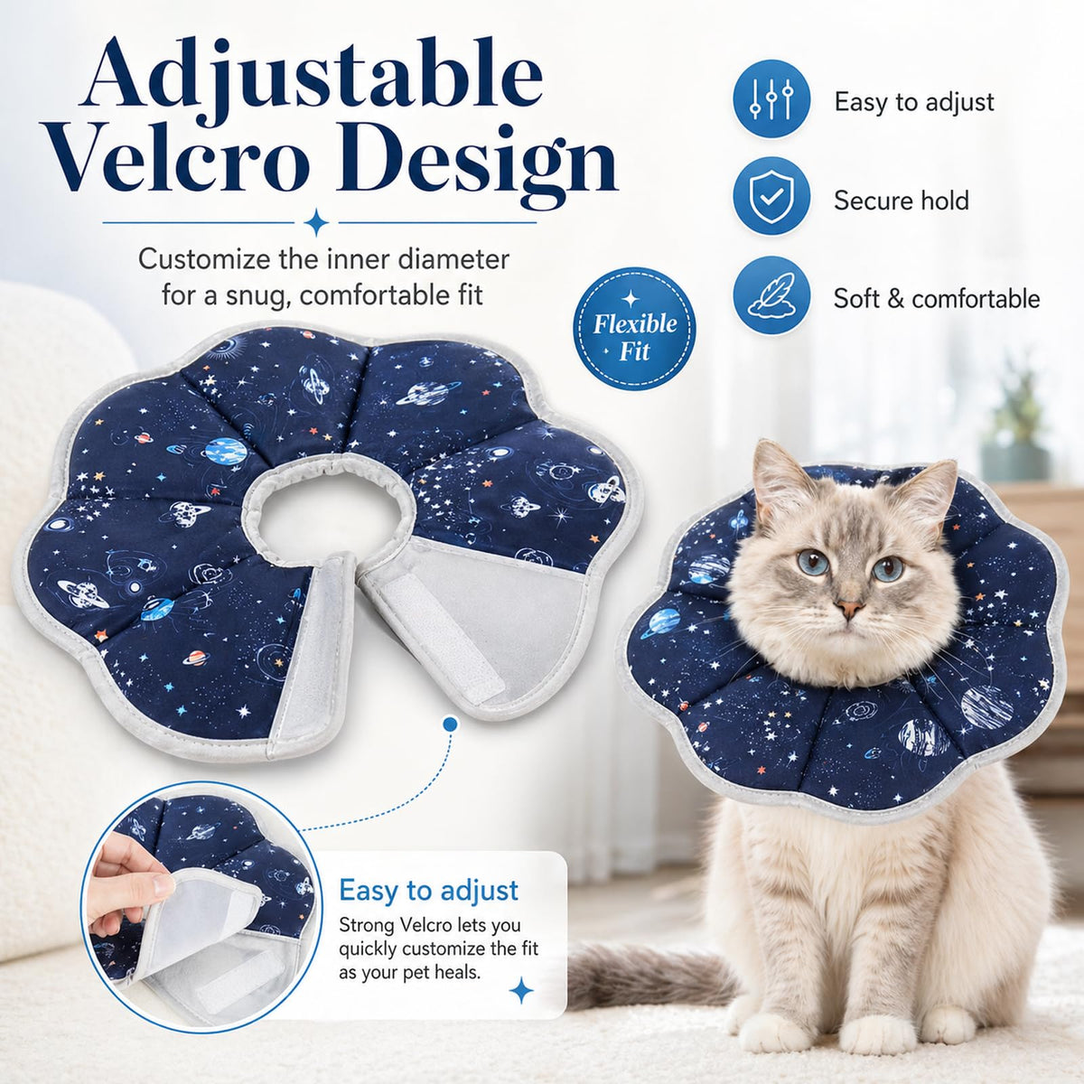 Soft Cat Recovery Cone Collar for Small Medium Cats M4040