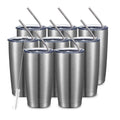 20oz Stainless Steel Insulated Tumbler with Lid and Straw 8 Pack M975432